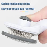 مشط حديد للقطط والكلاب مع مكبس لإزالة الشعر لون رم...