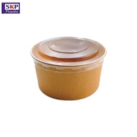 علب ورقية دائرية لون بني للسلطة مع غطاء مقاسات متع...