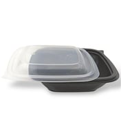 علب بلاستيك مربعة لون اسود للمايكرويف والثلاجة 350...