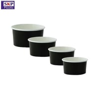 علب ورقية دائرية لون اسود للسلطة مع غطاء مقاسات مت...