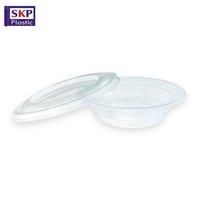 صحن بلاستيك دائري للرز بلبن والحلى لون شفاف مع غطا...