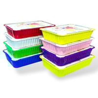 علب طعام قصدير حجم وسط مع غطاء الوان متعددة (8حبة)