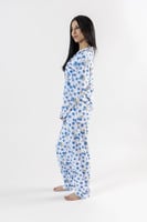 طقم بيجاما بأكمام طويلة من البامبو الطبيعي- بلو بي...