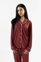 طقم بيجاما بأكمام طويلة من البامبو الطبيعي- بورقان...