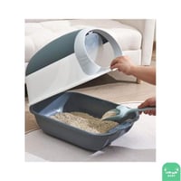 لتر بوكس قطط مغلف ( باب شفاف وجه قطط )