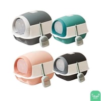 لتر بوكس قطط مغلف ( باب شفاف وجه قطط )