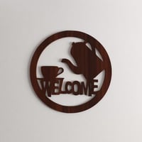 منحوتة ديكور خشبية بتصميم welcom