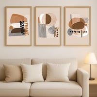 ثلاث لوحات قماشية مودرن - بتصميم فن تجريدي - مقاس...