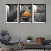 ثلاث لوحات جدارية مع برواز واكريلك شفاف