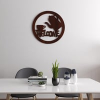 منحوتة ديكور خشبية بتصميم welcom