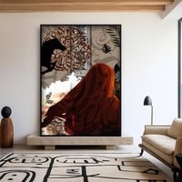 لوحة قماشية بتصميم الفن النجدي مع برواز مجوف