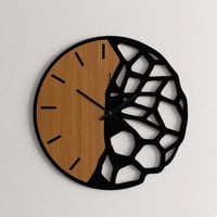 ساعة حائط خشبية بتصميم حلزوني وهندسي عصري بسيط