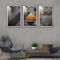 ثلاث لوحات جدارية مع برواز واكريلك شفاف