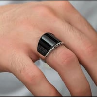 خاتم فضة عيار 925 لون أسود