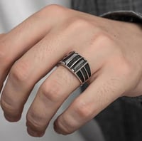 خاتم فضة عيار 925 لون أسود