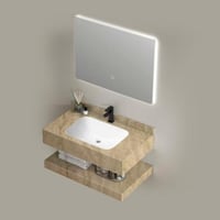 مغسلة بورسلان بيج مع مراية لد مقاس 80 سم