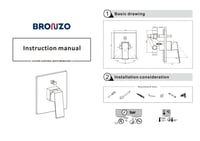 وجه خلاط دش خطين مربع ذهبي 38 مخفي BRONZO
