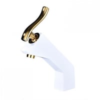 خلاط مغسلة ابيض ذهبي ديكور طاووس