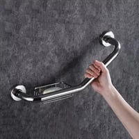 مسند يد ستيل فضي مع رف صابون