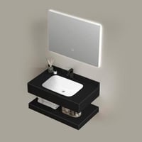 مغسلة بورسلان اسود مع مراية لد مقاس 80 سم