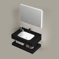 مغسلة بورسلان اسود مع مراية لد مقاس 60 سم