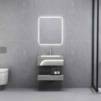 مغسلة بورسلان رمادي مع مراية ليد 60 سم حديثه