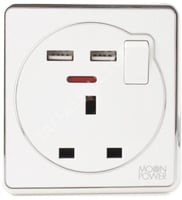 فيش امبير USB يو اس بي عصر ابيض فضي