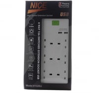 توصيلة كهرباء 3 متر 6 مخارج و USB نايس