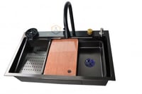 مجلى حوض مطبخ الشلال أسود 82*50سم