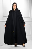 عباية دبل ياقة نصف كلوش منسوجة من قماش كريب الفاخر...