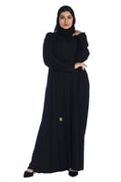 عبايه كسرات سوداء بقماش الكريب السعودي مع طرحتها