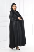 عباية قلاب نصف كلوش منسوجة من قماش الكريب الأسود م...