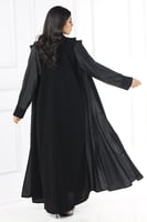 عباية قلاب نصف كلوش منسوجة من قماش الكريب الأسود م...