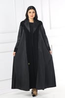 عباية قلاب نصف كلوش منسوجة من قماش الكريب الأسود م...