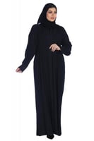 عبايه كسرات سوداء بقماش الكريب السعودي مع طرحتها