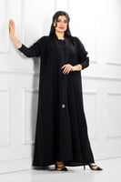 عباية ياقة نصف كلوش منسوجة من قماش كريب الفاخر مع...