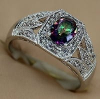 خاتم نسائي مطلي بالفضة ومزين بالزركون الكوبي مقاس...