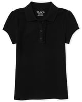 بلوزة بولو بناتي أسود بكشكش عند الأزرار ماركة The...