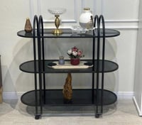 عربة تقديم 3 دور زجاج اسود