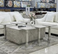 طقم طاولات بديل رخام 7 قطع