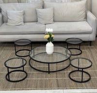 طقم طاولات اسود ارضي