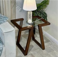 زاوية خشب سنديان زجاج شفاف