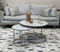 طقم طاولتين متداخلة بديل رخام