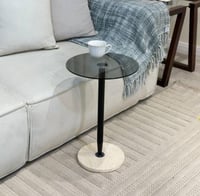 طاولة خدمة سطح زجاج قاعدة رخام