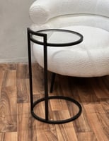 طاوله خدمه اسود زجاج شفاف