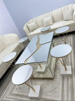 طقم طاولات زجاج مع 6 خدمة