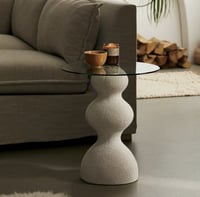 طاولة خدمه ابيض بسطح زجاج