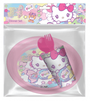 هيلوكيتي - طقم طعام بلاستيك من 4 قطع