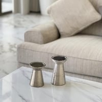 حامل شمع سيراميك فضي