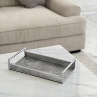 صينية تقديم معدن بلون فضي